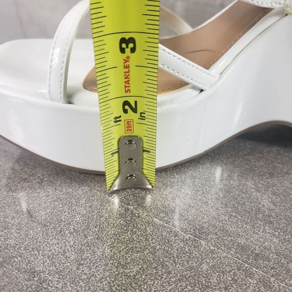 Wild Pair Merina Strappy Sandals Platform Wedge White Patent 10 M Chunky Shoes - Picture 14 of 14